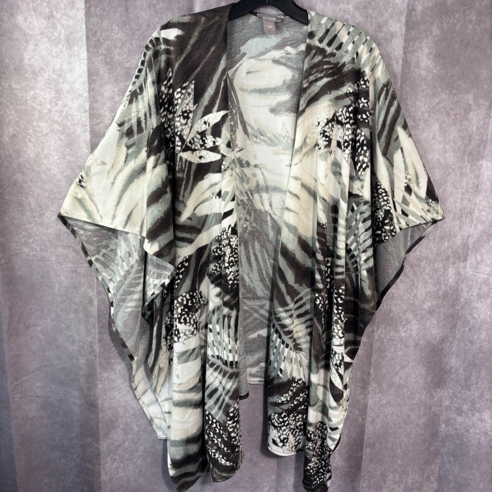 Chico's Womens One Size Kimono Open Front Geometric Print Lightweight Cover Up